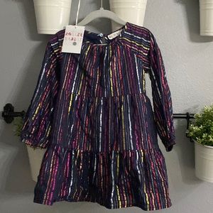 ROLLER RABBIT- Rainbow Lurex Priscilla Dress Navy- Size 2